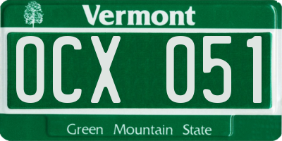 VT license plate OCX051