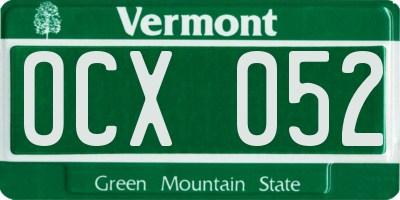 VT license plate OCX052