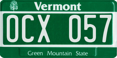 VT license plate OCX057