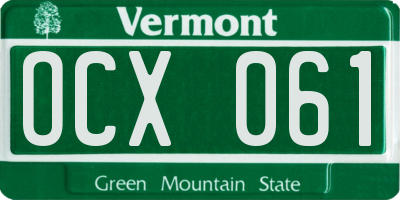 VT license plate OCX061