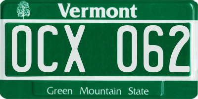 VT license plate OCX062