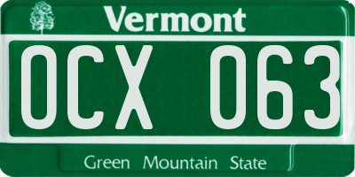 VT license plate OCX063
