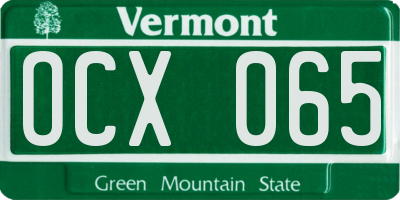 VT license plate OCX065