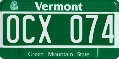 VT license plate OCX074