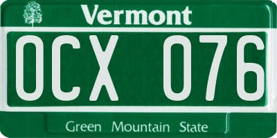 VT license plate OCX076
