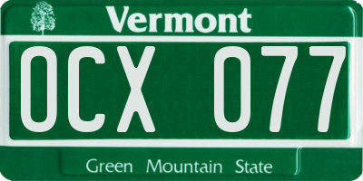 VT license plate OCX077