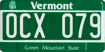 VT license plate OCX079