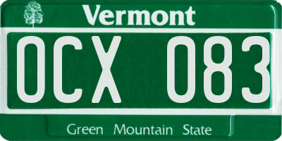 VT license plate OCX083