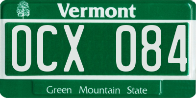 VT license plate OCX084