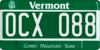 VT license plate OCX088