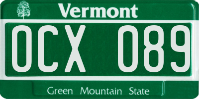 VT license plate OCX089
