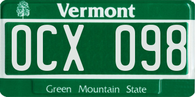VT license plate OCX098