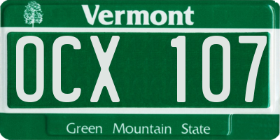 VT license plate OCX107