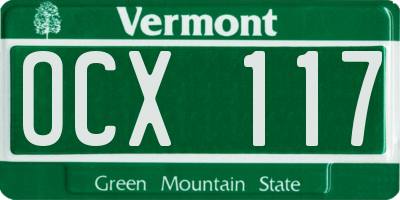 VT license plate OCX117