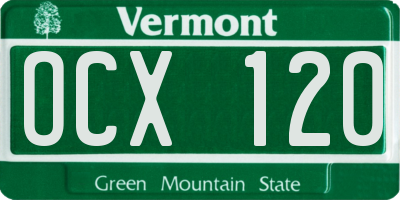 VT license plate OCX120