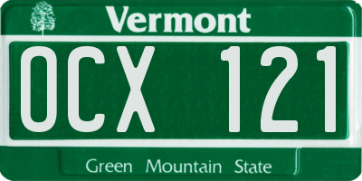 VT license plate OCX121