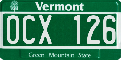 VT license plate OCX126