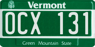 VT license plate OCX131