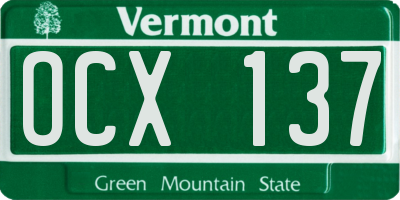VT license plate OCX137