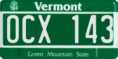VT license plate OCX143