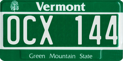VT license plate OCX144