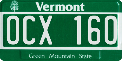 VT license plate OCX160