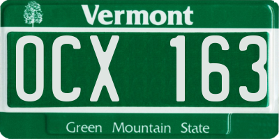 VT license plate OCX163