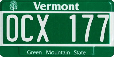 VT license plate OCX177