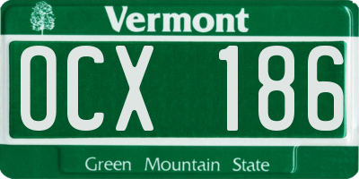 VT license plate OCX186