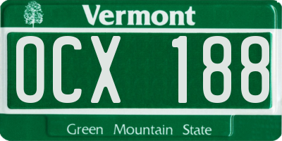 VT license plate OCX188