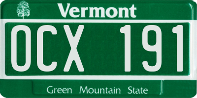 VT license plate OCX191