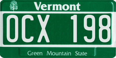 VT license plate OCX198