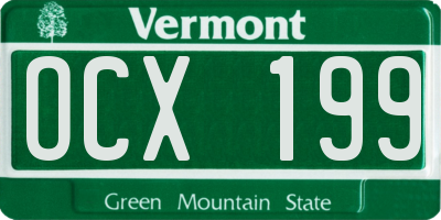 VT license plate OCX199