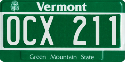 VT license plate OCX211