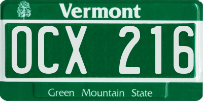 VT license plate OCX216