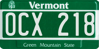 VT license plate OCX218