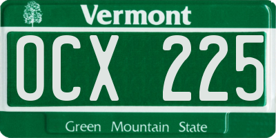 VT license plate OCX225