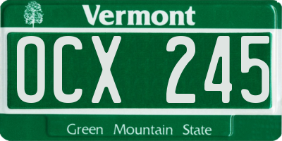 VT license plate OCX245