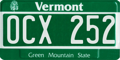VT license plate OCX252