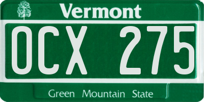 VT license plate OCX275