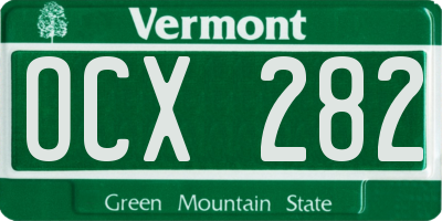 VT license plate OCX282