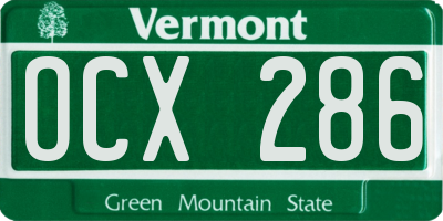 VT license plate OCX286
