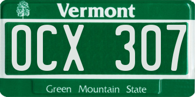 VT license plate OCX307
