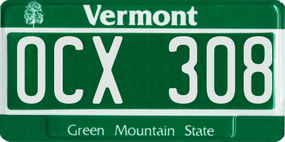 VT license plate OCX308