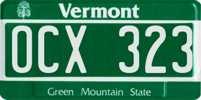 VT license plate OCX323