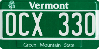 VT license plate OCX330
