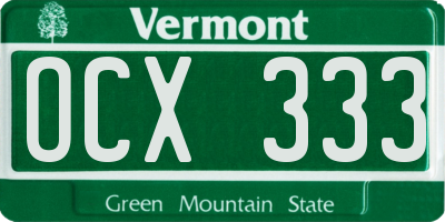 VT license plate OCX333