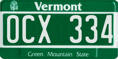VT license plate OCX334