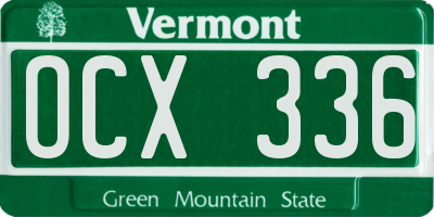 VT license plate OCX336