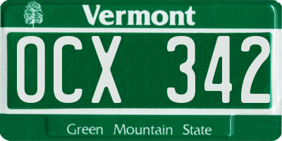VT license plate OCX342